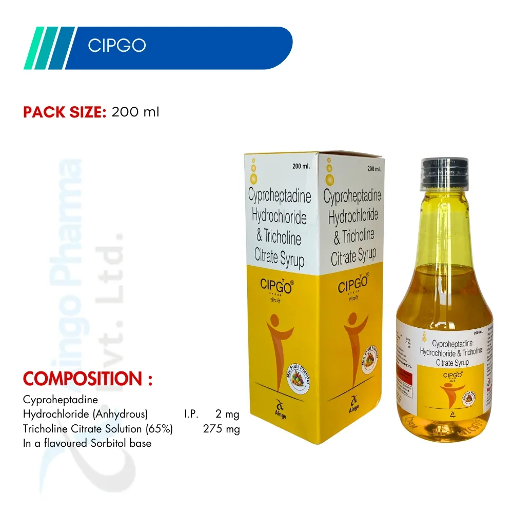 CIPGO – Cyproheptadine Hydrochloride & Tricholine Citrate Syrup