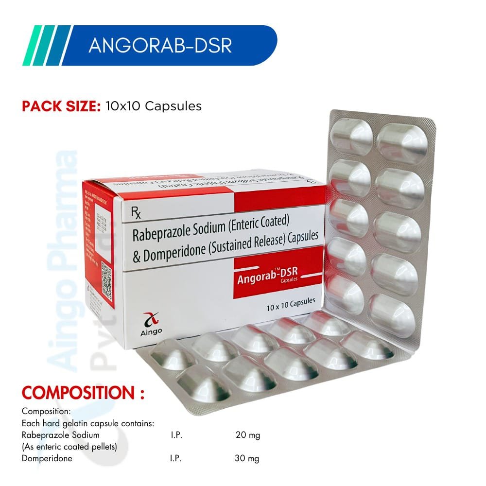 ANGORAB-DSR – Rabeprazole 20mg + Domperidone 30mg Sustained Release Capsules