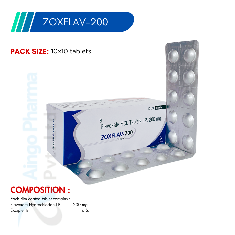Zoxflav-200 Tablets – Flavoxate HCL 200mg